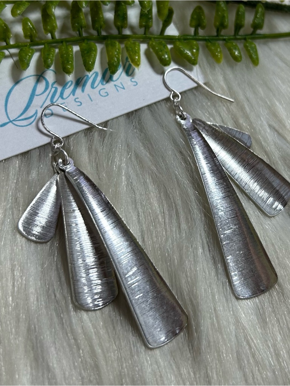 Premier Designs Brushed Silver Layered Teardrop Dangle Earrings